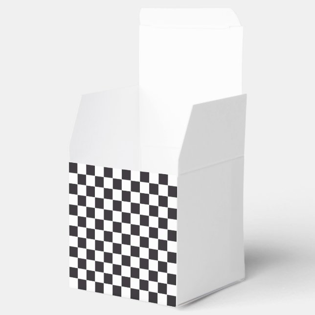 Chess Square Pattern - black + your background Favour Box (Opened)