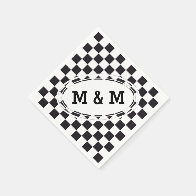 Chess Square Pattern - black + your text & backgr. Napkin (Corner)