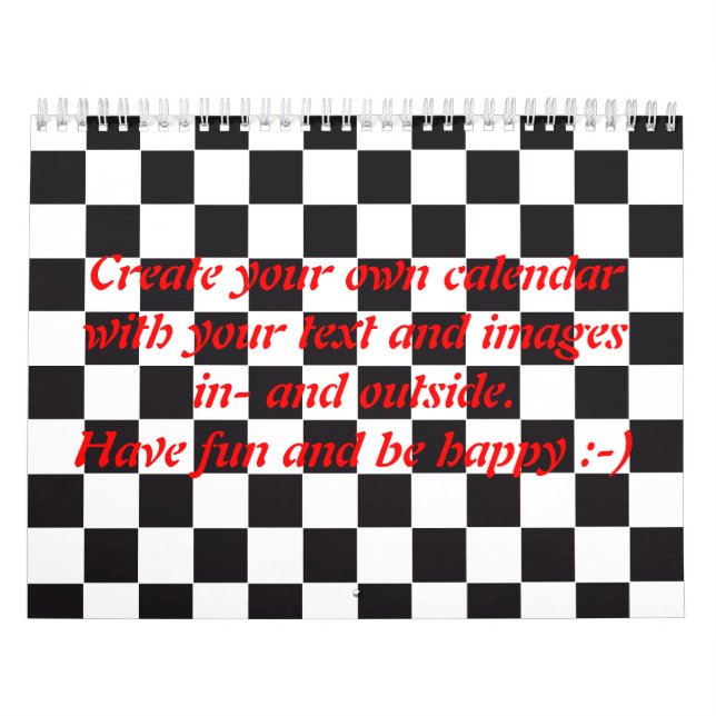 Chess Square Pattern - black + your text & images Calendar (Cover)