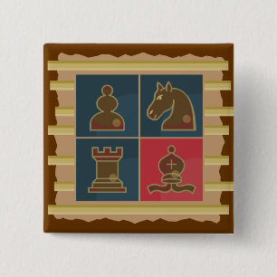 Chess Squares 15 Cm Square Badge