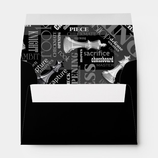 Chess Terms and Pieces Black and White ID784 Envelope (Back (Bottom))