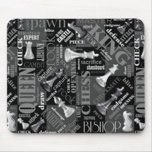 Chess Terms and Pieces Black and White ID784 Mouse Pad