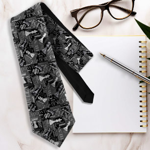 Chess Terms and Pieces Black and White ID784 Tie