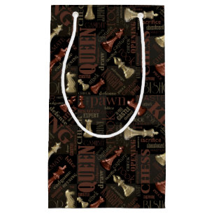 Chess Terms and Pieces Copper and Gold ID784 Small Gift Bag