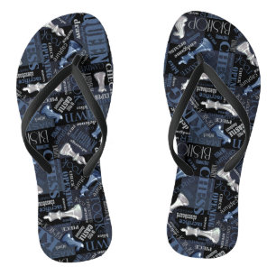 Chess Terms and Pieces Silver and Blue ID784 Jandals