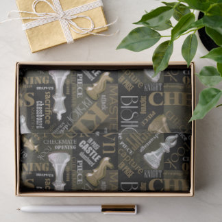 Chess Terms and Pieces Silver and Gold ID784 Tissue Paper