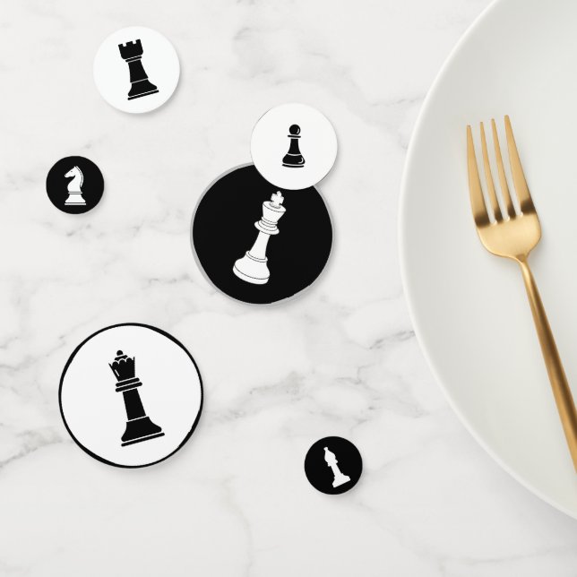 Chess Theme Party Confetti - Black & White Circles (Group)