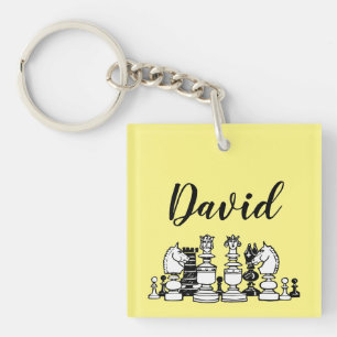 Chess Themed Personalised Square Keychain