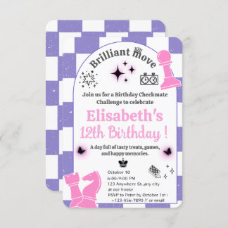 Chess Tournament Birthday Party For Girls Theme 2 Invitation