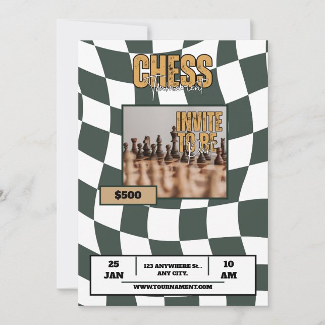 chess tournament school college event invitation (Front)