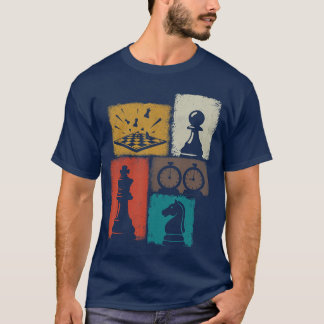 Chess Vintage Collage Player Grandmaster Board Gam T-Shirt