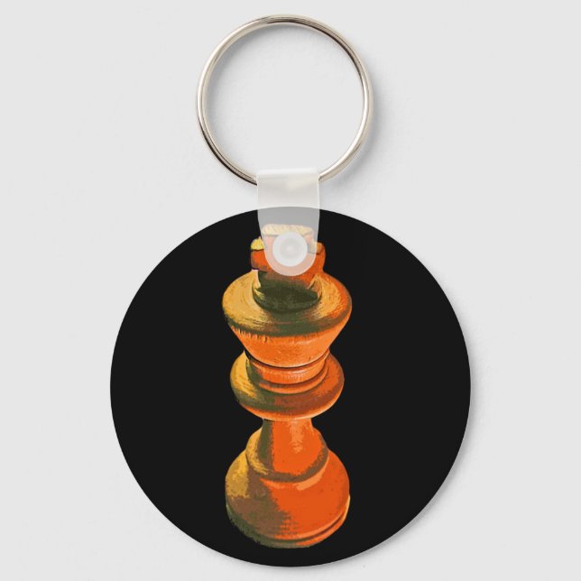 Chess, White King, Stylised (1) Key Ring (Front)