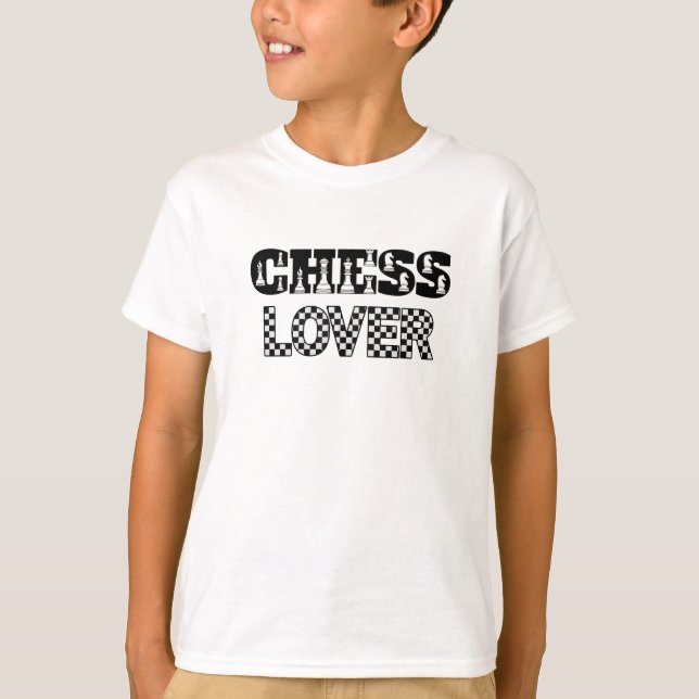 Chess Word Black Letters Lover Board Pattern T-Shirt (Front)