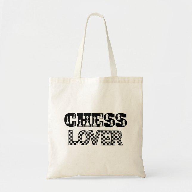 Chess Word Black Letters Lover Board Pattern Tote Bag (Front)