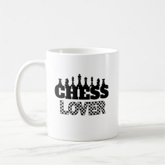 Chess Word Black Pieces Lover Board Pattern Design Coffee Mug