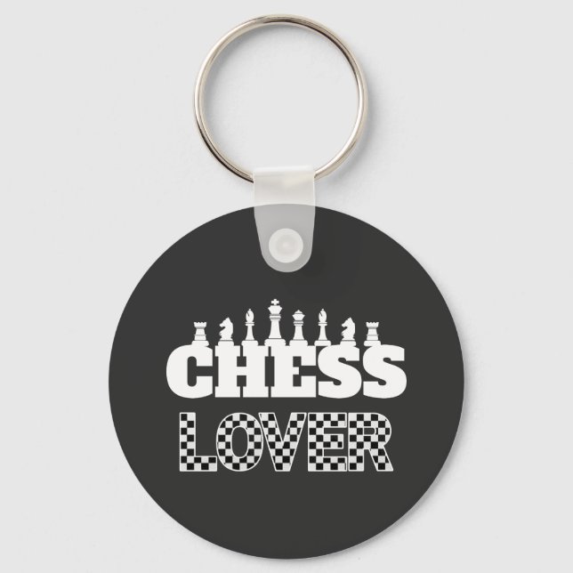 Chess Word White Pieces Lover Board Pattern Key Ring (Front)