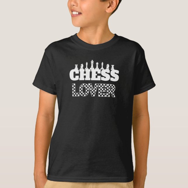 Chess Word White Pieces Lover Board Pattern T-Shirt (Front)