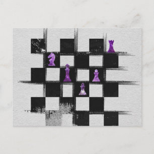 Chessboard and Amethyst Chess Pieces composition Postcard