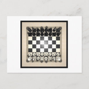 Chessboard and Chess Pieces: Postcard