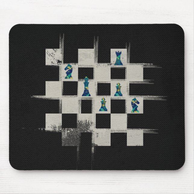 Chessboard and Marble Chess Pieces composition Mouse Pad (Front)