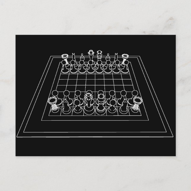 Chessboard & Chess Pieces: Postcard (Front)