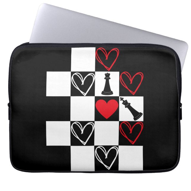 Chessboard Heart Valentines Day B&W Laptop Sleeve (Front)