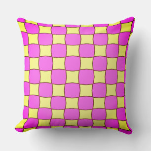 Chessboard of Yellow and Pink Cushion