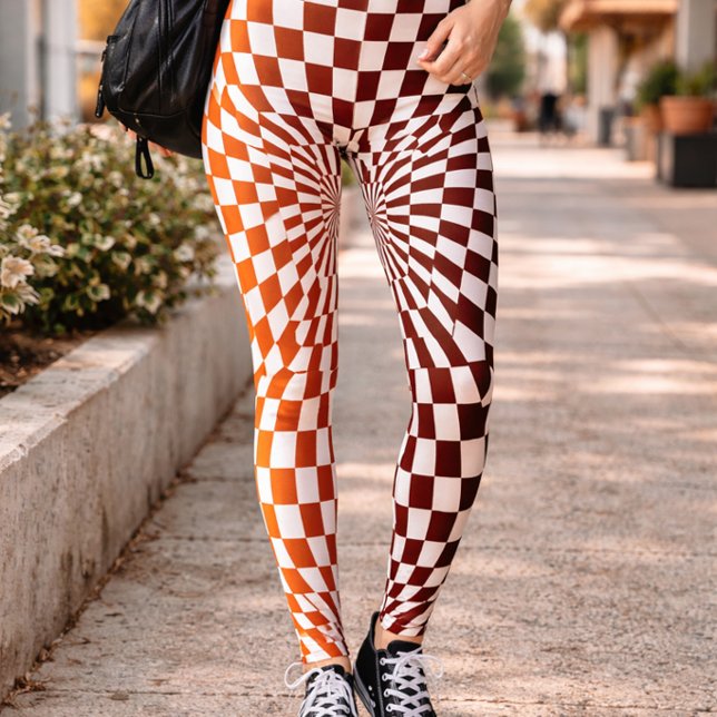 Chessboard Optical Illusion Geometric Artsy Style Leggings (Creator Uploaded)