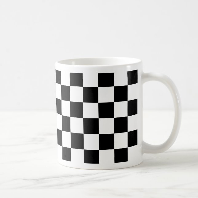 chessboard pattern black and white coffee mug (Right)