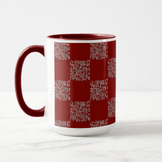 Chessboard pattern on a Burgundy background Mug