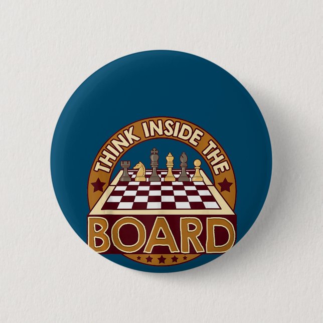ChessBoard Quote Chess Player Thinking Game Board 6 Cm Round Badge (Front)