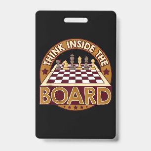 ChessBoard Quote Chess Player Thinking Game Board ID Badge