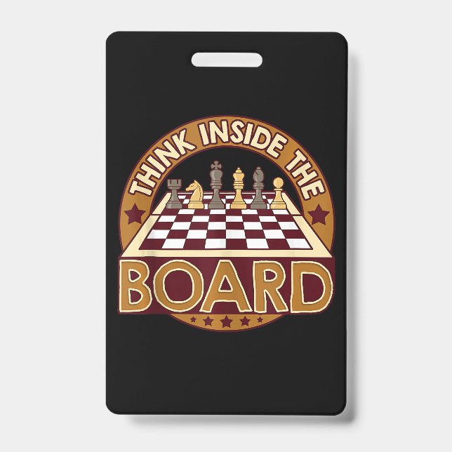 ChessBoard Quote Chess Player Thinking Game Board ID Badge (Front)