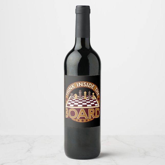 ChessBoard Quote Chess Player Thinking Game Board Wine Label (Front)