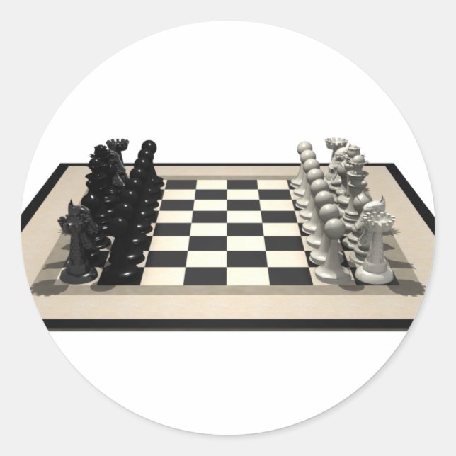 Chessboard with Chess Pieces: Classic Round Sticker (Front)