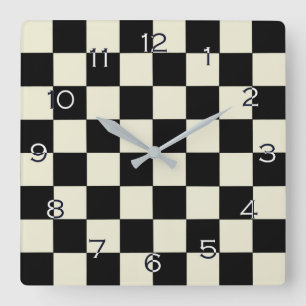 Chessboard with Inverted Numbers wccn Square Wall Clock