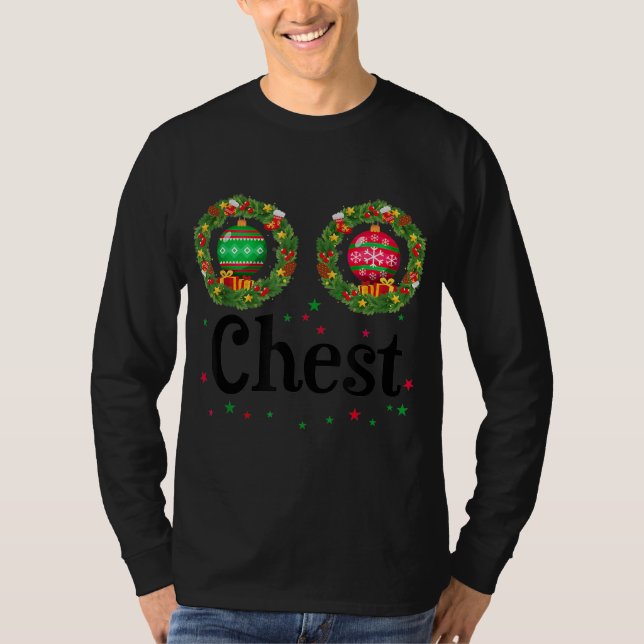 Chest Chestnuts Couple Costume Christmas Wreath T-Shirt (Front)