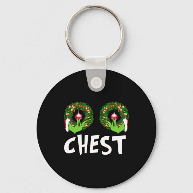Chest Nuts Christmas Fun Matching Couple Chest Nut Key Ring (Front)