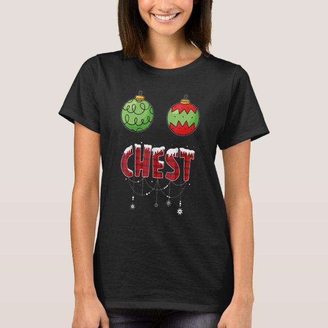 Chest Nuts Christmas  Matching Couple Chestnuts T-Shirt (Front)