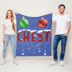 Chest Nuts Christmas Red Plaid Matching Couple Che Fleece Blanket