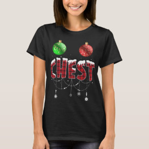 Chest Nuts Christmas Red Plaid Matching Couple Che T-Shirt