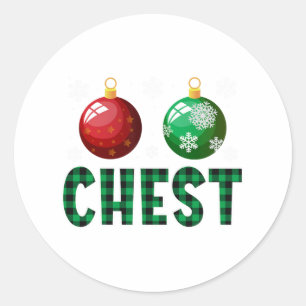 chest nuts christmas t shirt matching couple chest classic round sticker