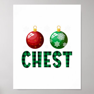 chest nuts christmas t shirt matching couple chest poster