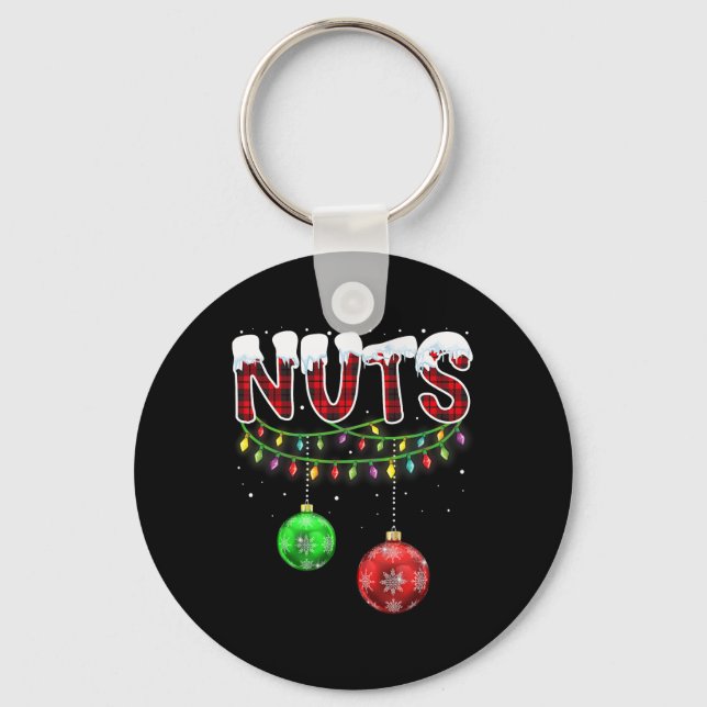Chest Nuts Matching Chestnuts Fun Christmas Couple Key Ring (Front)