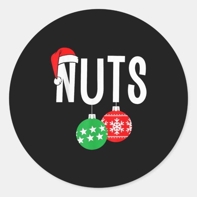 Chest Nuts Matching Chestnuts Funny Christmas Coup Classic Round Sticker (Front)