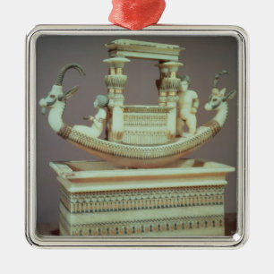Chest with a boat decorated with two heads metal tree decoration