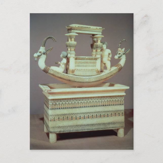 Chest with a boat decorated with two heads postcard (Front)