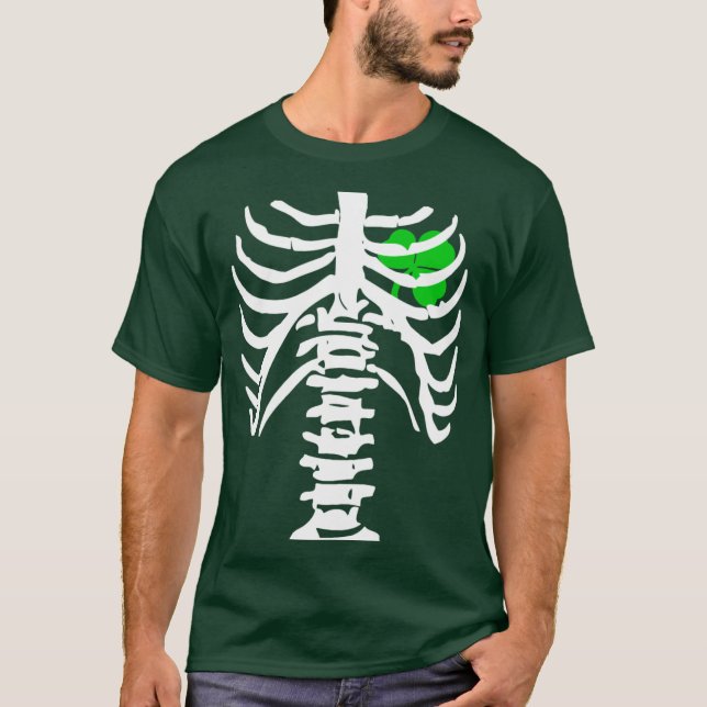 Chest X-Ray Irish Shamrock with Bones St Patricks  T-Shirt (Front)