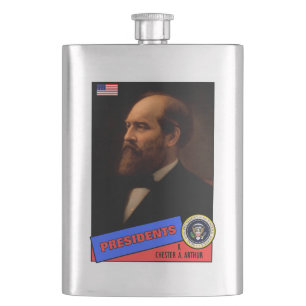 Chester A. Arthur Baseball Card Hip Flask
