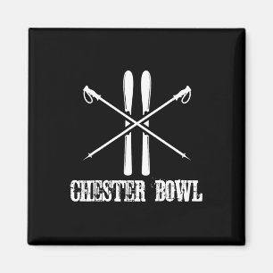 Chester Bowl Skiing Skier Ski Poles Rustic Nordic Magnet
